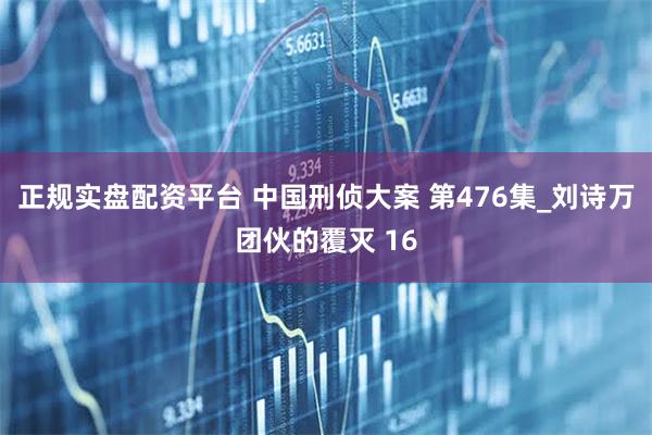 正规实盘配资平台 中国刑侦大案 第476集_刘诗万团伙的覆灭 16